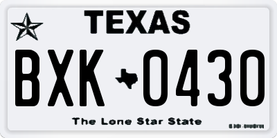TX license plate BXK0430