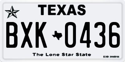 TX license plate BXK0436