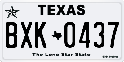 TX license plate BXK0437