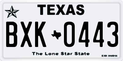 TX license plate BXK0443