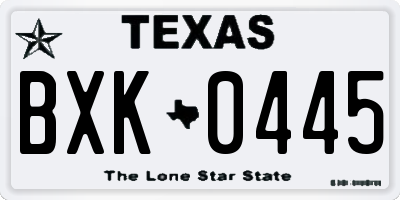 TX license plate BXK0445