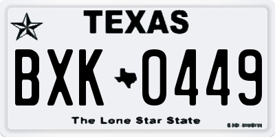 TX license plate BXK0449