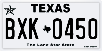 TX license plate BXK0450