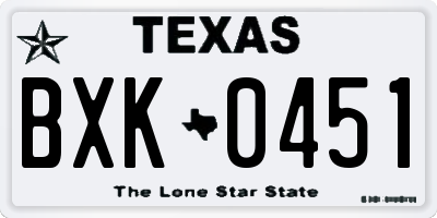 TX license plate BXK0451