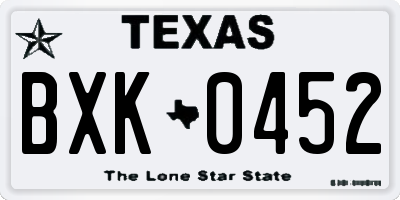 TX license plate BXK0452