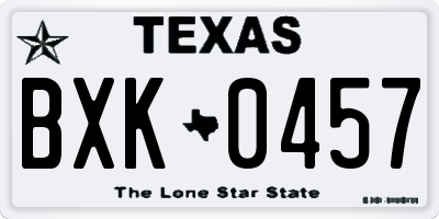 TX license plate BXK0457