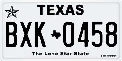 TX license plate BXK0458