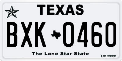 TX license plate BXK0460