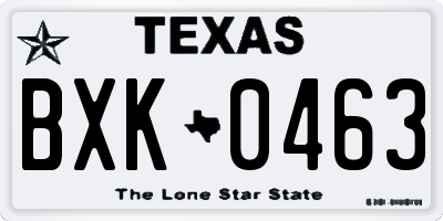 TX license plate BXK0463