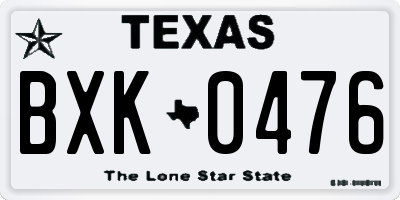 TX license plate BXK0476