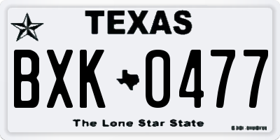 TX license plate BXK0477