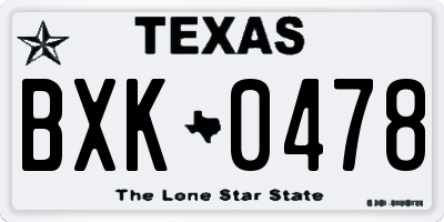 TX license plate BXK0478