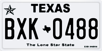 TX license plate BXK0488