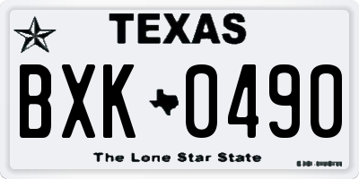 TX license plate BXK0490