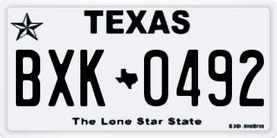 TX license plate BXK0492