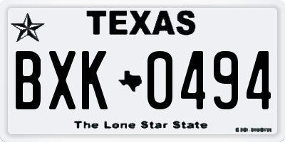 TX license plate BXK0494