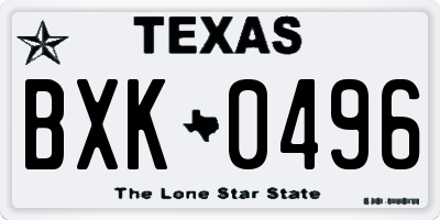 TX license plate BXK0496