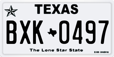 TX license plate BXK0497