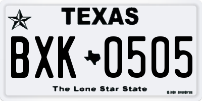 TX license plate BXK0505