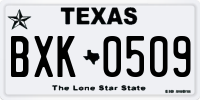 TX license plate BXK0509