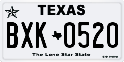 TX license plate BXK0520