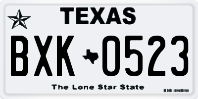 TX license plate BXK0523