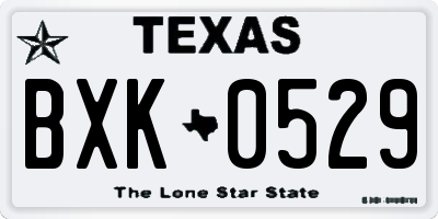 TX license plate BXK0529