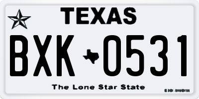 TX license plate BXK0531
