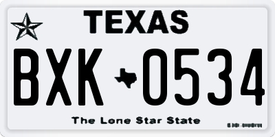 TX license plate BXK0534