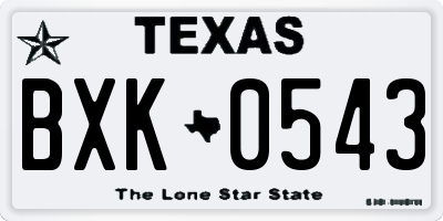 TX license plate BXK0543