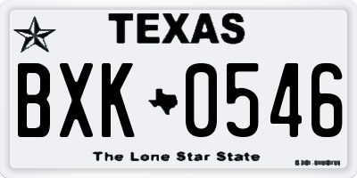 TX license plate BXK0546