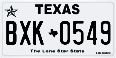 TX license plate BXK0549