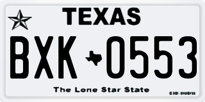 TX license plate BXK0553