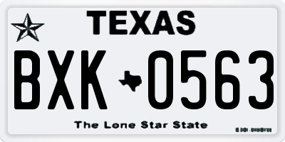 TX license plate BXK0563