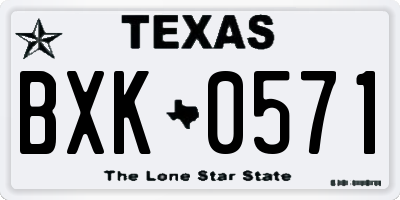 TX license plate BXK0571