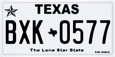 TX license plate BXK0577