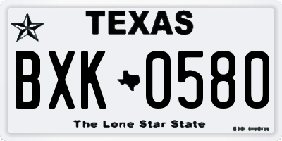 TX license plate BXK0580