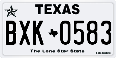 TX license plate BXK0583