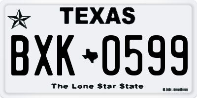 TX license plate BXK0599