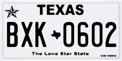 TX license plate BXK0602