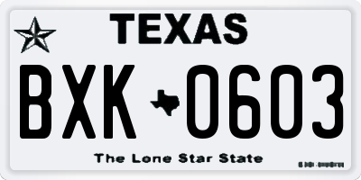 TX license plate BXK0603