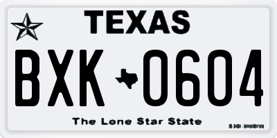 TX license plate BXK0604