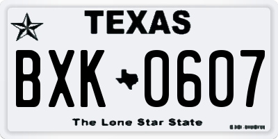 TX license plate BXK0607