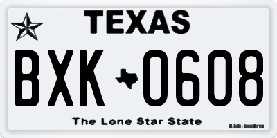 TX license plate BXK0608