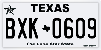 TX license plate BXK0609
