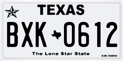 TX license plate BXK0612