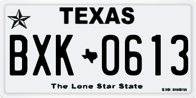 TX license plate BXK0613
