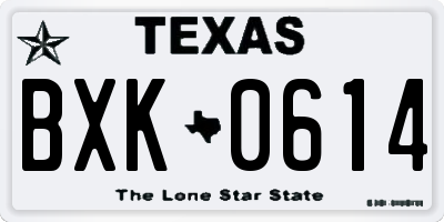 TX license plate BXK0614