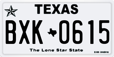 TX license plate BXK0615