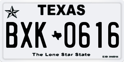 TX license plate BXK0616